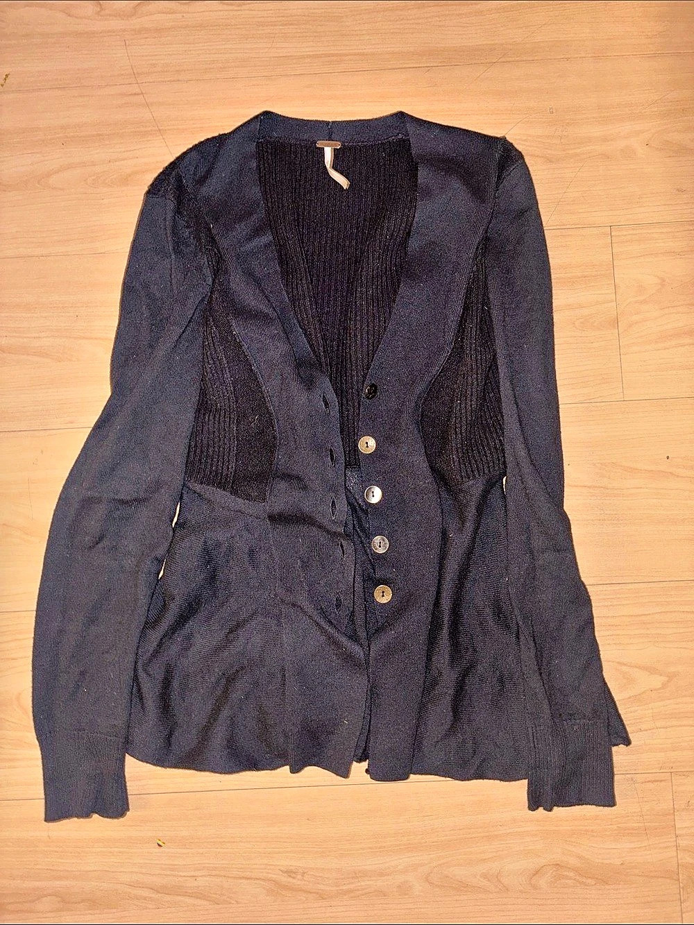 Free People Black Button-Front Blazer